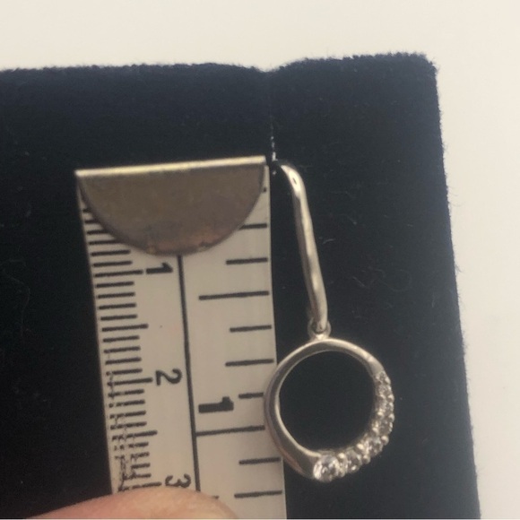 VTG Sterling Silver & Cz Stone Circle Dangle Earrings 1.2” - Picture 4 of 4